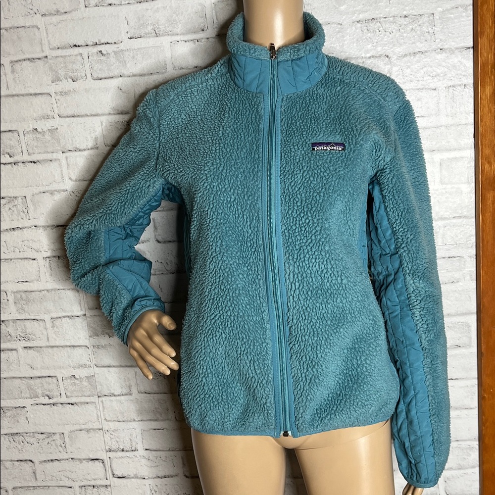Patagonia retro turquoise blue deep pile vintage sample
